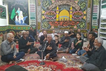مراسم نوحه نشسته منبر بالا قشم شب سوم محرم ۱۴۰۲