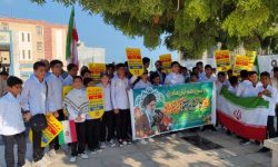 مراسم راهپیمایی ۱۳ آبان در جزیره قشم برگزار شد